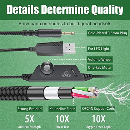 BENGOO G9000 Stereo Gaming Headset for PS4 PC Xbox One PS5 Controller, Noise Cancelling Over Ear Headphones with Mic, LED Light, Bass Surround, Soft Memory Earmuffs for Laptop Mac - Green - color: Green