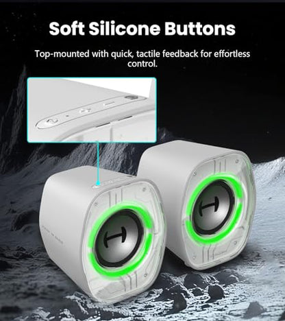 Edifier G1000 II Desktop Computer Speakers for Gaming, 2.5" Full-Range Driver & Enhanced Bass, Bluetooth 5.4 USB-C AUX, 9 Dynamic RGB Lighting Modes for PC - White - color: White