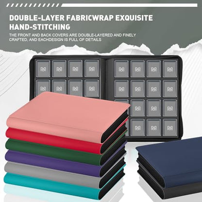 16 Pocket Toploader Binder,Holds 640 TopLoaders (16 Dark Grey) | Top Loader Binder for 3" x 4"Rigid Cards,Sleeves Card Collection Binder,20 Double Sided Pages with Trading & Sports Holder - color: 16Dark Grey