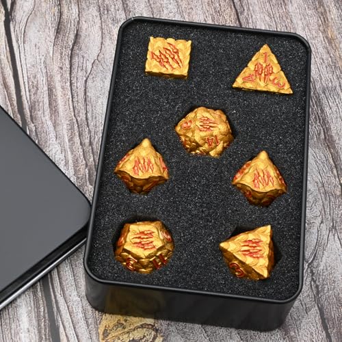 Dragon Scale Metal Dice Set-Dragon Claw,with Gift Metal Box for TTRPG Tabletop Gaming,Dungeon Masters,RPG Adventures(Golden) - color: Golden