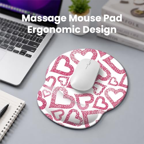 Mouse pad with Wrist Rest,Relieving Pain Memory Foam Computer pad, Ergonomic Desktop Mouse, Silicone Material Mouse pad, with Non-Slip PU Base (Love) - color: Love