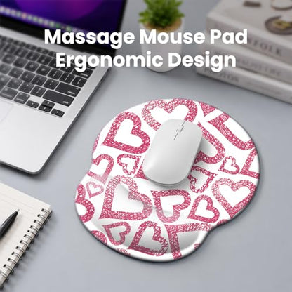 Mouse pad with Wrist Rest,Relieving Pain Memory Foam Computer pad, Ergonomic Desktop Mouse, Silicone Material Mouse pad, with Non-Slip PU Base (Love) - color: Love