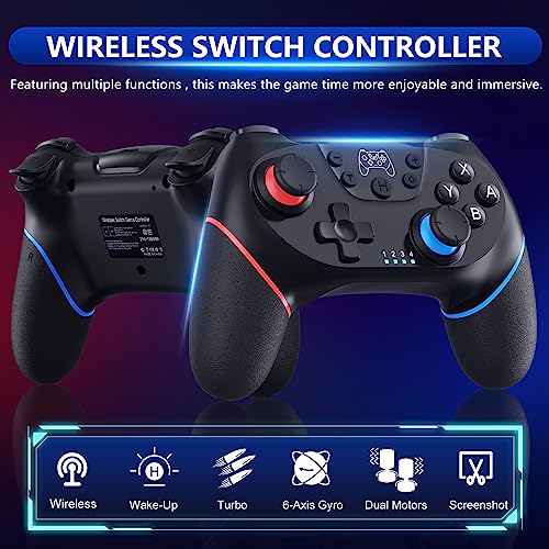 CuleedTec Wireless Pro Controller for Nintendo Switch/Lite/OLED/Switch 2 | 2026 Upgraded Bluetooth Switch Pro Controller with Hall Effect Joystick, 6-Axis Gyro, Dual Vibration, Turbo & Ergonomic Grip - color: Black