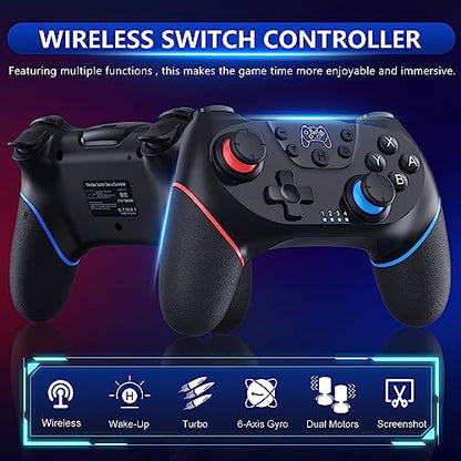 CuleedTec Wireless Pro Controller for Nintendo Switch/Lite/OLED/Switch 2 | 2026 Upgraded Bluetooth Switch Pro Controller with Hall Effect Joystick, 6-Axis Gyro, Dual Vibration, Turbo & Ergonomic Grip - color: Black