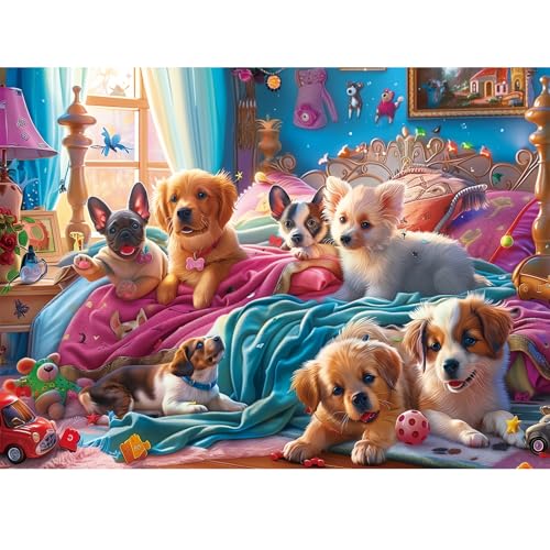 500 Pieces Puzzle for Adults Puzzle Dog Room Jigsaw Puzzle 500 Pieces | Recycled Cardboard Jigsaw Puzzles for Adults Family Challenging Game Home Decor Gift Toy for Teens Seniors 20.5*15 inch - style: Roomdog