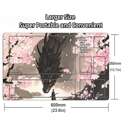 STORKY MTG Playmat, Landscape Board Game Mat with Storage Bag, Mouse Pad for Trading Card Games, Playing Mat with Zones, Smooth Rubber Surface Battle 24 x 14 inches, Dragon - color: Dragon With Zones