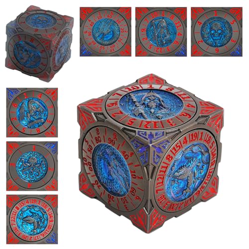 Spinner DND Dice, Rotating Metal Dice Set with 3D Relief Design, Cool Premium Polyhedral RPG Dice for Tabletop Games & Dungeons & Dragons Players(Black Nickel Red) - color: Black Nickel Red