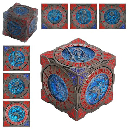 Spinner DND Dice, Rotating Metal Dice Set with 3D Relief Design, Cool Premium Polyhedral RPG Dice for Tabletop Games & Dungeons & Dragons Players(Black Nickel Red) - color: Black Nickel Red