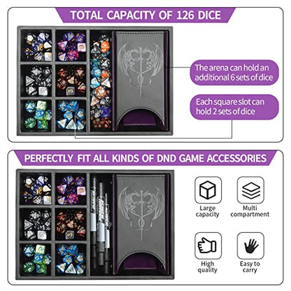 Grajar DND Customizable DM Screen & 3 in 1 Dice Rolling Tray with Lid