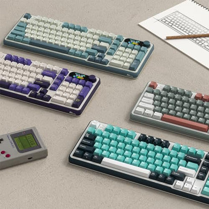 RK ROYAL KLUDGE S98 Wireless Mechanical Keyboard w/Smart Display & Knob | 96% Top Mount RGB Gaming Keyboard BT/2.4G/USB-C, 5-Layer Noise Dampening, Creamy Sound Pre-lubed Switch,Hot Swap, 98 Keys - color: Sky Blue, size: Linear Cream Switch