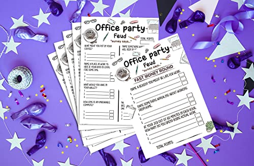Tuyashua Office Party Feud Games, Work Party Games, Team Building Group Office Game, Great for Coworker Game or Adult Trivia - 30 Office Feud Cards and 3 Fast Money Round Cards (03)