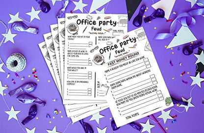 Tuyashua Office Party Feud Games, Work Party Games, Team Building Group Office Game, Great for Coworker Game or Adult Trivia - 30 Office Feud Cards and 3 Fast Money Round Cards (03)