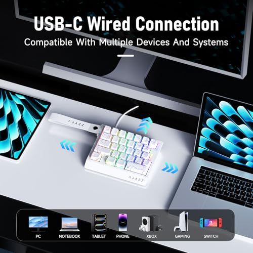 AJAZZ AK029 Magnetic Switch One Handed Gaming Keyboard, Hall Effect Rapid Trigger Mechanical Keypad with SOCD & DKS, 8KHz Polling Rate, 29 Keys Mini Ergonomic Gaming Keyboard for FPS Gamers, PC - color: White line