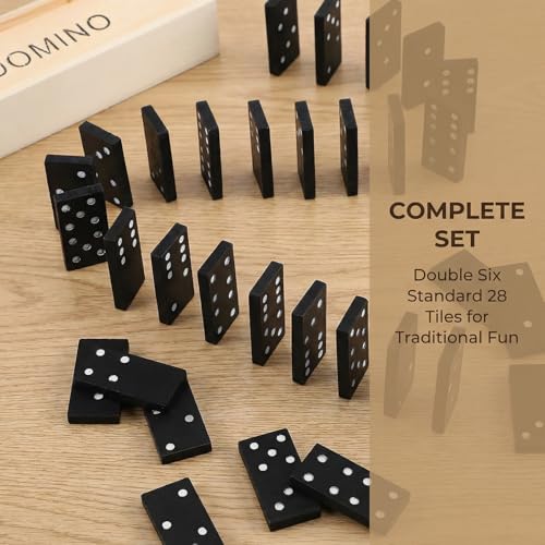 Mini Wooden Dominoes Set for Adults, 1 Pack - Classic Double Six Domino Game in a Wooden Case - Educational Board Games & Activity for Elderly People, Adults - style: 1 Pack