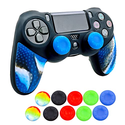 Silicone Skin for Ps4 Controller, 1pc Anti-Slip Shell Cover Case with 10 Joystick Grips for Playsation 4/ Slim/Pro Dualshock 4 Controller Wireless Gamepad(PS4 Controller #6) - color: PS4 controller #6