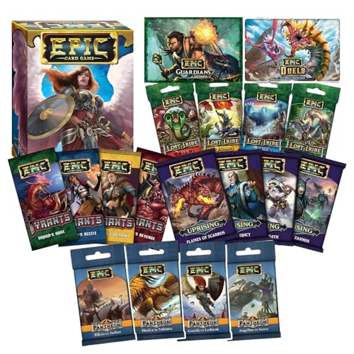 WISE WIZARD GAMES, Epic Card Game Bundle: Base Set, Guardians of Gowana, Duels Boxed Sets Plus 4 Lost Tribe Card Packs, 4 Pantheon Packs, 4 Tyrants, 4 Uprising (19 Items)