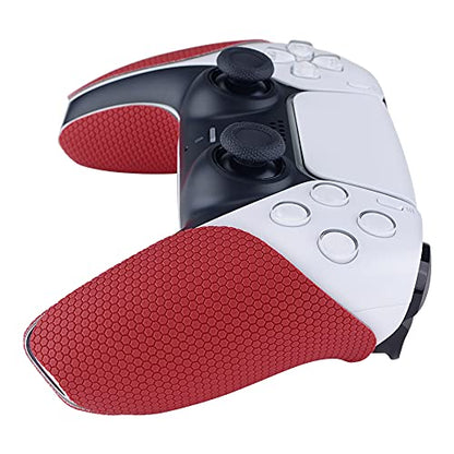 eXtremeRate PlayVital Red Anti-Skid Sweat-Absorbent Controller Grip for ps5 Controller, Professional Textured Soft Rubber Pads Handle Grips for ps5 - color: Red