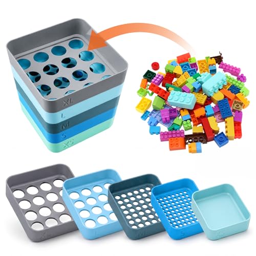 Rtteri 5 Pack Stackable Sorting Trays, Colorful Plastic Small Parts Organizer with XS S M L XL Hole Sizes, Quick Classification Art Trays for Craft Pieces, Beads, Hardware(Classic,Muted) - color: Muted