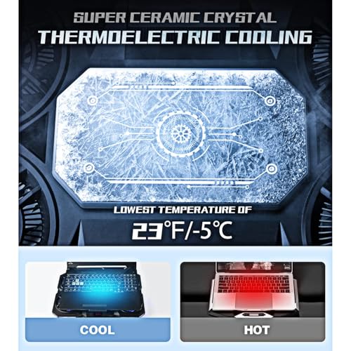 Laptop Cooling Pad with Thermoelectric Cooler and 4 Fans, Powerful Laptop Cooler, Independent Control, Multi-Gear Adjustment, RGB, 14-21 Inch Laptop Stand (14"/15.6"/17"/21")