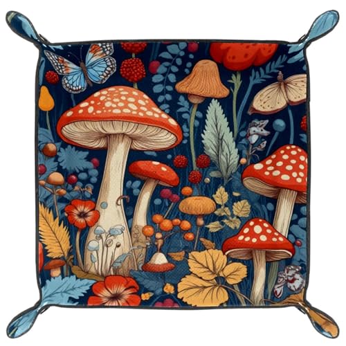 Mushroom Floral Butterfly Dice Tray Dice Rolling Tray Folding Dice Holder for Dice Games, Like RPG, DND and Other Table Games - color: Multi 13