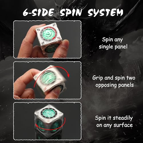 DNDND Multi-Functional Spinner Dice Cube – Iconic D&D Monster Themed Collector's Gift for TTRPG, DND Dungeon Masters & RPG Tabletop Gaming (Silver&Green) - color: Silver Green