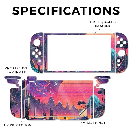 Glossy Glitter Gaming Skin Compatible with Nintendo Switch 2 Console Only - Synthwave Fringe - Premium 3M Vinyl Protective Wrap Decal Cover - Easy to Apply | Crafted in The USA by MightySkins - color: Synthwave Fringe, size: Switch 2 Console Skin Only, st