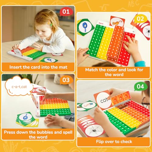 CVC Word Games,Learn to Read in Weeks,Multisensory Reading & Phonics Game Ideal for Pre Kinderarten to 1st Grade-Homeschool Supplies-with 88 CVC Cards | Multisensory phonics activity for reading centers, small groups and homeschool