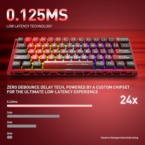 Redragon K753 HE Rapid Trigger Gaming Keyboard, 60% 61 Keys Wired Mechanical Keyboard w/Hype-Red Hollowed-Out Aluminum Base, Next-Gen UltraMag 100% POM Silky Rappid Trigger Magnetic Switch - color: Hype Red (CNC HE Version)
