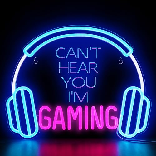 Kavaas Gamer Neon Sign, Neon Headphone Signs for Gaming Room Decor - Can't Hear You I'm Gaming Headset LED Light Sign for Teen Boys Room Decor - Best Gamer Gifts for Teenage Boys, Kids - color: Headphone_HPI
