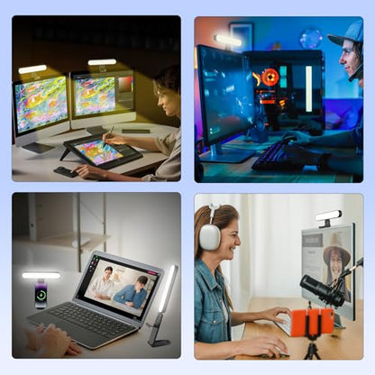 Takerers Video Conference Lighting, Webcam Light with Remote & Touch Control, 3 Color Temperature, 10 Level Brightness, Zoom Light for Computer, Video Calls, Live Streaming, Podcast, Studio (1-Pack) - size: 1-Pack