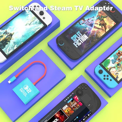 Switch 2 Dock for Nintendo Switch 1 / 2 and Steam Deck Docking Station, Support TV Dock Mode, Portable TV HDMI Adapter Accessories for Nintendo Switch2 / OLED / 1, USB C to HDMI 2.0 Adapter 4K Output - size: 7 Inch USB C Cable