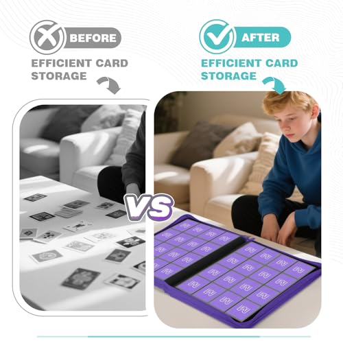 Premium Card Binder 16 Pocket,Trading Card Binder Holds up to 1000+Cards Sturdy Card Collection Album, Card Holder Folders for MTG, TCG, Game Cards & Sports Cards - color: 16 Purple