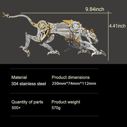 3-D Metal Cheetah Model Building Kit for Adults: Steampunk Leopard Challenge - 3-D Puzzle Jigsaw, DIY Mechanical Engineering Toy, Unique Gifts for Men & Women (Golden) - color: Golden