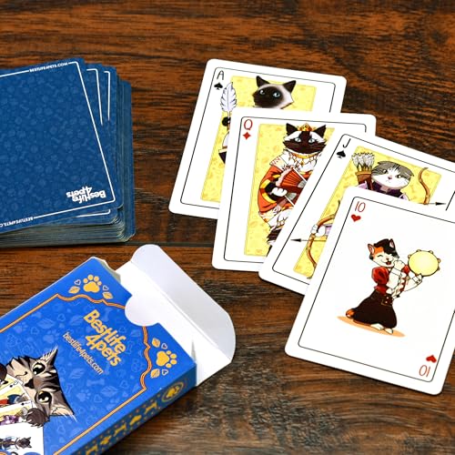 Cat Playing Cards Themed Deck for Adults - Collectible Card Games for Teens, Women and Men - Card Games For Adults on Family Game Night - 54 Cards for Solitaire or Poker - Fun Gifts for Cat Lovers