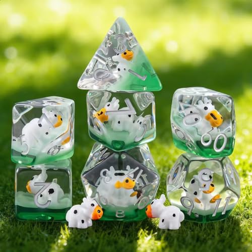 Resin D&D Dice Set, Cow Polyhedral Dice for Dungeons and Dragons, RPG, MTG DND 7-DIE (D4, D6, D8, D10, D12, D20, D%) for Ages 15 and Up - color: Cow