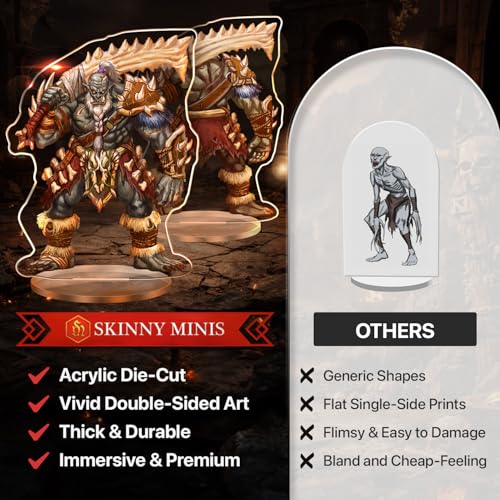 Skinny Minis Orcs Miniatures Set, 12 Flat Minis, D&D Compatible, 2D Acrylic Figures for Tabletop RPGs, 5e & Pathfinder Monster Minis