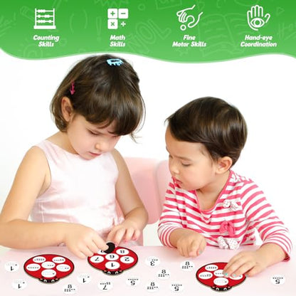 Kasfalci Number Games for Kids Toddlers,Ten Frame Set,Math Games,Math Manipulative,Addition & Subtraction Flash Cards,Ladybug Counting Toys,Matching Board Games,Preschool Classroom Must Haves