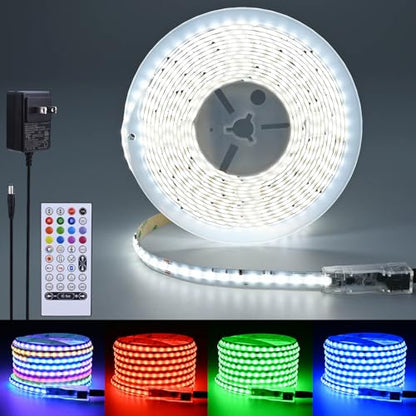 RGBW IC COB LED Strip Kit Cool White 6000K 16.4FT 24V 480LEDs/M | WS2811 IC Addressable Music-Sync Dimmable Color Changing Multicolor RGB+CW LED Tape Kit for Bedroom Gaming Room Party Lights - color: RGBW+IC+6000K