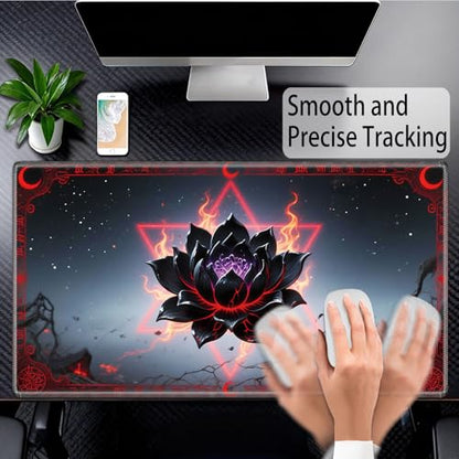 for MTG Playmat, for TCG Play Mat, 24 x 14 inches, Magic Game Card Mat Commander Playmat,Trading Card Inked Game Mat,Battle Game Rubber Non-Slip Mat - Black Lotus - color: Black Lotus