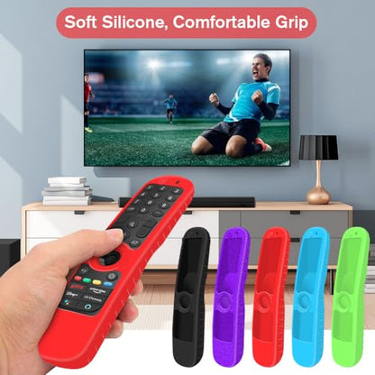 Silicone Case for LG AN-MR21GA / AN-MR21GC 2021 Remote Control [Shockproof] Anti-Slip Protective Cover for LG MR22GA MR22GN Magic Remote 2022 Case Sleeve Holder Protector Skin (Red) - color: Red