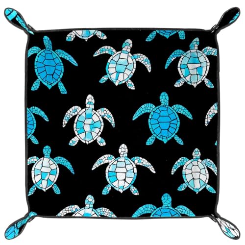 Dice Trays Turtles Holder Storage Box for Dice Games Like RPG DND, Leather Dice Holder Portable Folding Rolling Dice Tray, 16x16cm - color: Multi 10