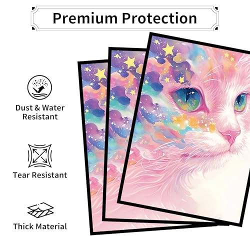 MTG Card Sleeves, Ultra Clear Front & Matte Finish Back, 100 Count Standard Size Matte Art Sleeve for Magic The Gathering - color: Pink Cat