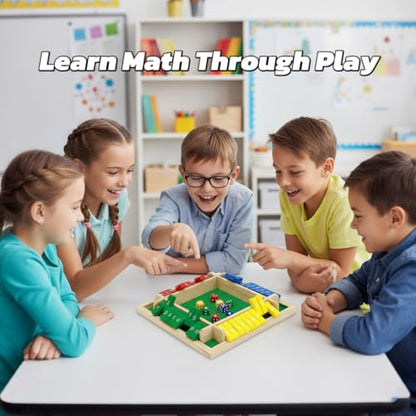 Shut The Box Game Wooden Board Dice Game, 2-4 Players Table Math Games for Kids and Adults, Fun Family Game Night Classroom Home Party or Pub Strategy Games