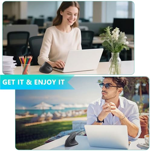 Lekvey Ergonomic Mouse, Rechargeable Vertical Wireless Mouse, Comfort Grip | Long Battery Life, USB-C Charging, Quiet Click, Carpal Tunnel Support, 2.4G Wireless, 3DPI 800/1200/1600, for Laptop, Mac, PC