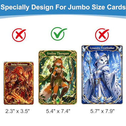 WITHYU Jumbo Card Binder, 5.4 x 7.4 Inch 3-Ring Trading Card Album with Zipper, Holds Oversized Jumbo Cards, 40 Removable Sleeves with 80 Pockets, Waterproof PU Leather Collector Binder, Black - color: 5.4x7.4-black