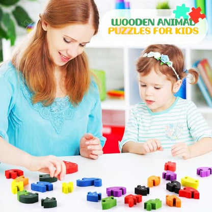 Yunsailing 4 Pcs Alphabet Jigsaw Puzzle Wooden Blocks Toys Alphabet Educational Toddler Puzzle Toys for Preschool Learning Party Favor Gift Learning(Snake, Snail, Duck, Dog) - style: Snake, Snail, Duck, Dog