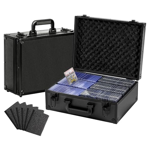 Top Loader Trading Card Storage Case for Sports Cards Graded Cards | Toploader Storage Box for 3" x 4" 35pt Card with 6 Foam Dividers, Card Box Holders 610+ Top Loaders, 140+ Magnetic Holder - color: Black