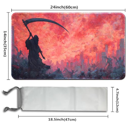 MTG Playmats(Stitched) 14x24in Compatible for OCG CCG RPG TCG Playmats with Card Zones Storage Bag (Dance of Death-No Zone) - color: Dance of Death-no Zone