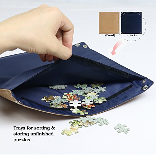 Lavievert 1500 Piece Jigsaw Puzzle Board with Padded Cover, Portable Case with 6 Sorting Trays & Detachable Board, Puzzle Caddy Storage Saver with Non-Slip Surface for Adults - size: Up to 1500 pcs