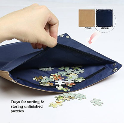 Lavievert 1500 Piece Jigsaw Puzzle Board with Padded Cover, Portable Case with 6 Sorting Trays & Detachable Board, Puzzle Caddy Storage Saver with Non-Slip Surface for Adults - size: Up to 1500 pcs
